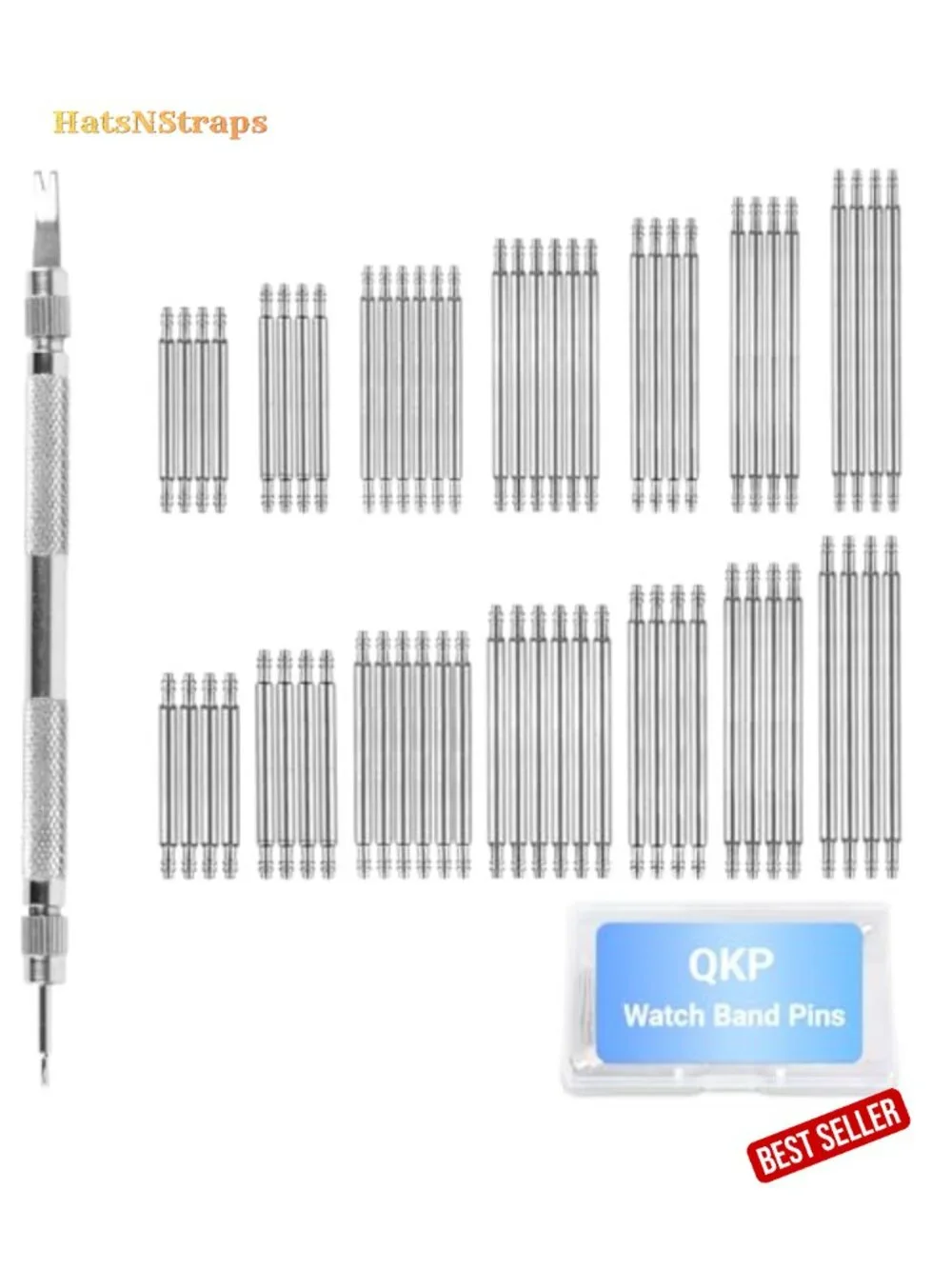 64Pcs Watch Strap Spring Bars Kit - Stainless Steel Pin Replacements 16-28mm